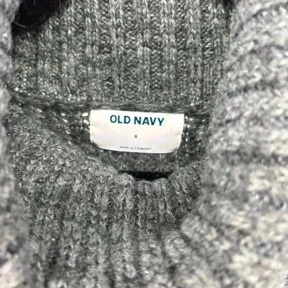 Old Navy Women's Turtleneck Sweater Small Gray Ribbed Wool Blend‎ Minimalist - Picture 6 of 8